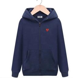 Front small red heart looped cardigan in navy blue
