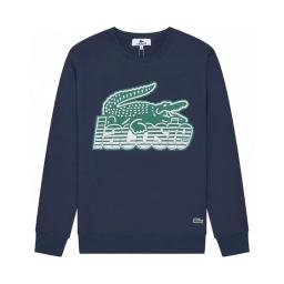 Blue background green crocodile hoodie 002