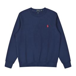Round neck navy blue red logo