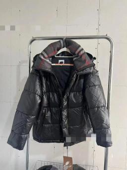 Black and red collar Burberry down jacket