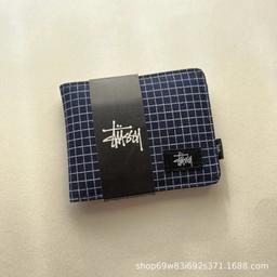 西图短钱包  格子 蓝  无盒