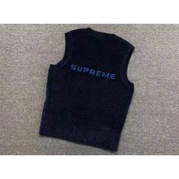 M003#雪尼尔V领毛线背心宝蓝色