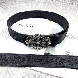 【15个黑色十字黑底，花十字】皮带