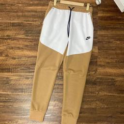 4496 卡其拼白裤子