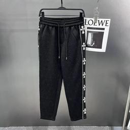 黑色--十字提花休闲裤