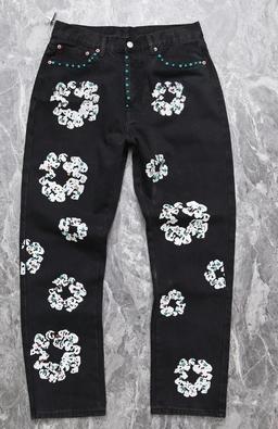 黑色牛仔裤（宝石花环）