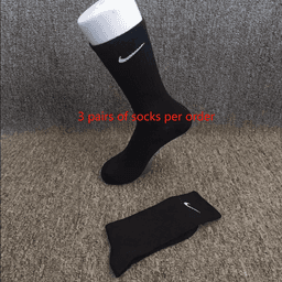 3双装黑色高筒毛巾底