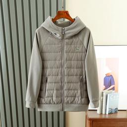 L鳄卫衣羽绒服银灰