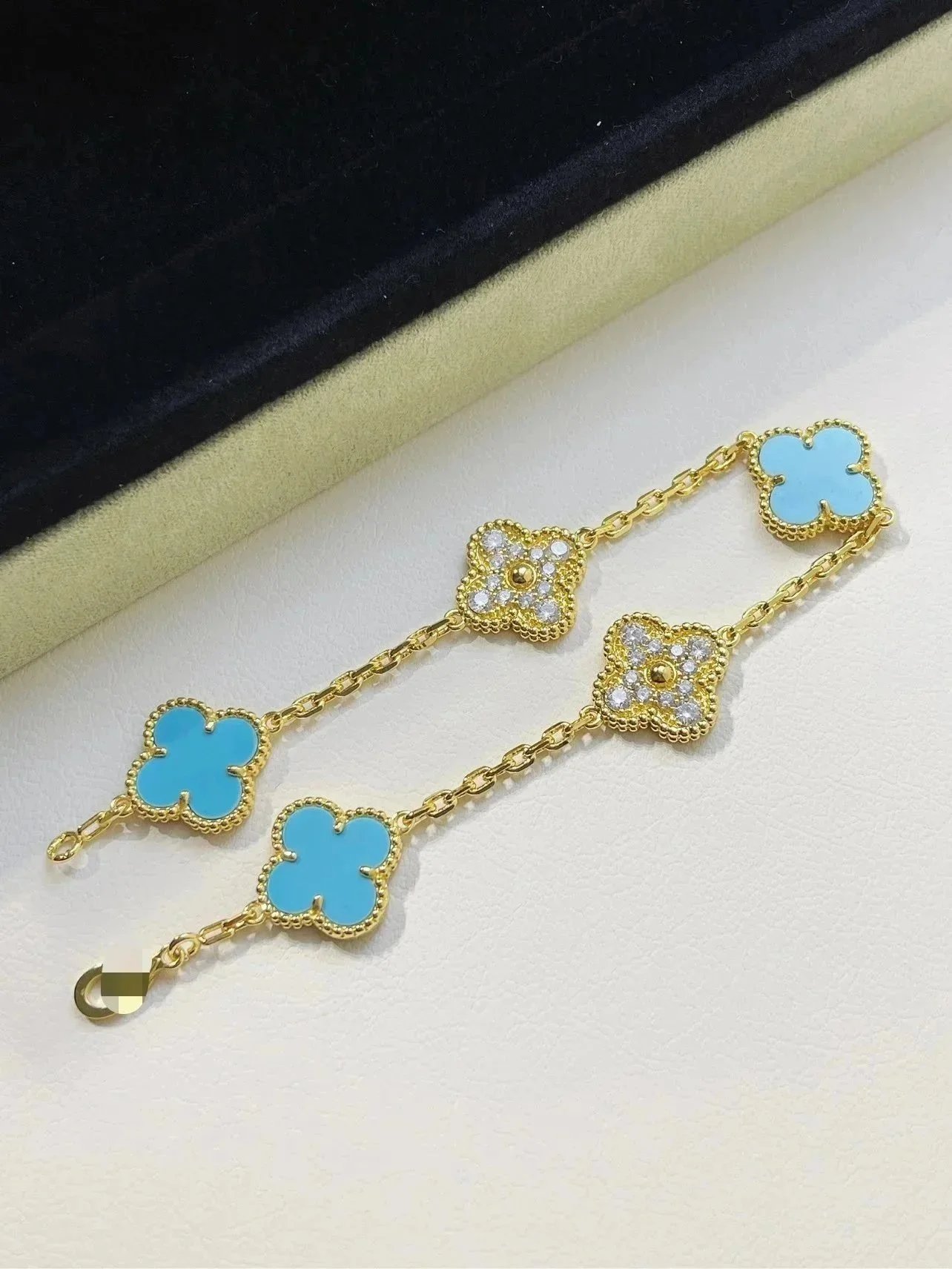 Turquoise with diamonds - golden color