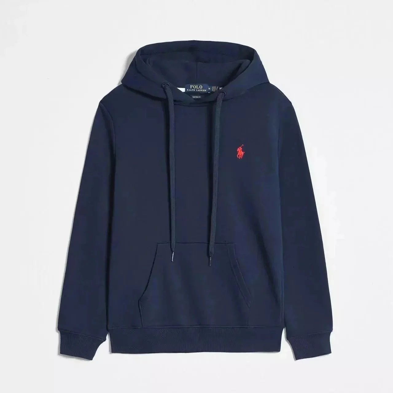 Blue and red logo pullover hoodie